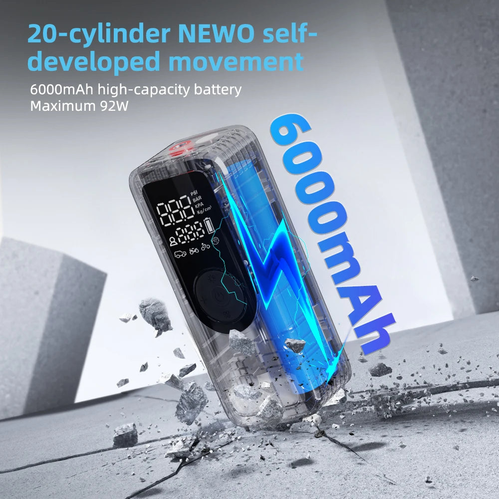 NEWO LP23 Portable Wireless Electric Air Pump Digital Aluminum Car Tire Inflator for Cars Bikes Motorcycles