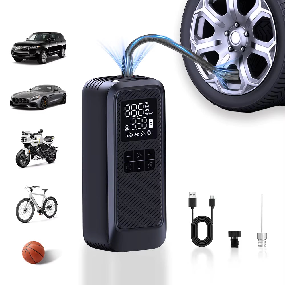 On-The-Go Pro Power: New LP17-A Mini 150 PSI Air Compressor. the Portable Tire Inflator for Cars, Bikes, Motorcycles.